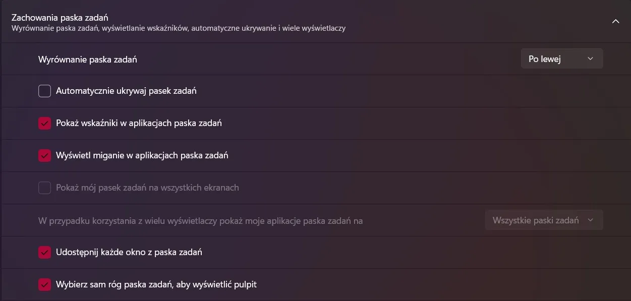 jak przenieść Start na lewo