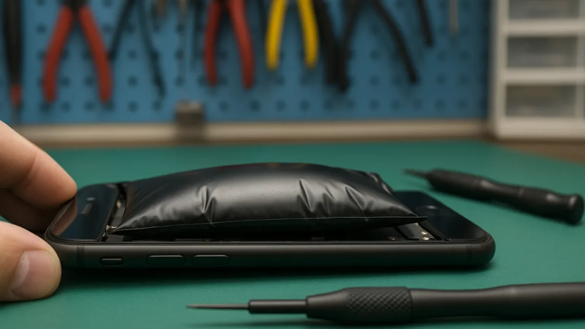 Spuchnięta bateria w smartfonie